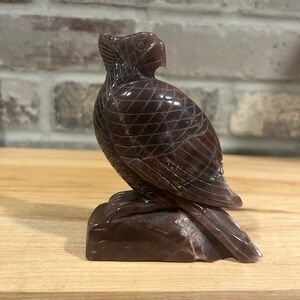 Strawberry quartz falcon carving